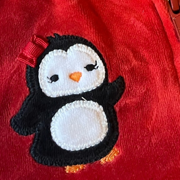 Gymboree Velevt Penguin Full Zip Red Hooded Jacket, size 2-3T - Picture 2 of 3